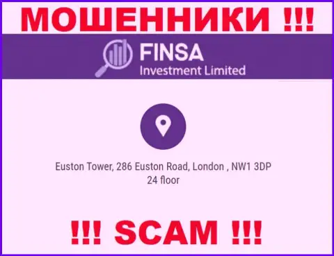 Избегайте работы с конторой Finsa - данные мошенники указали фиктивный юридический адрес