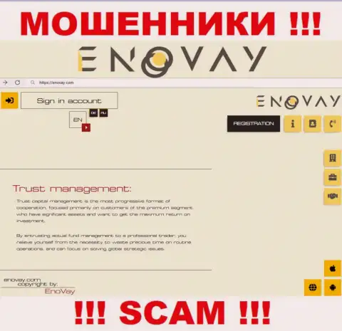 Внешний вид официального ресурса преступно действующей компании EnoVay