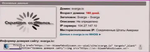 Возраст домена дилинговой конторы Сварга, согласно информации, полученной на портале довериевсети рф